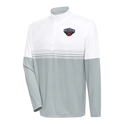 Men's Antigua White/Gray New Orleans Pelicans Bender Quarter-Zip Pullover Top