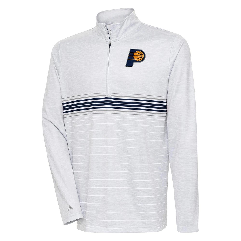Men's Antigua Heather Gray/Navy Indiana Pacers Bullseye Quarter-Zip Pullover Top