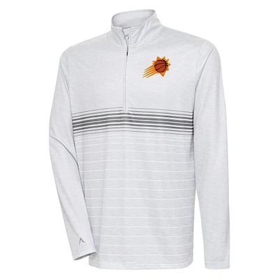 Men's Antigua Heather Gray/Steel Phoenix Suns Bullseye Quarter-Zip Pullover Top