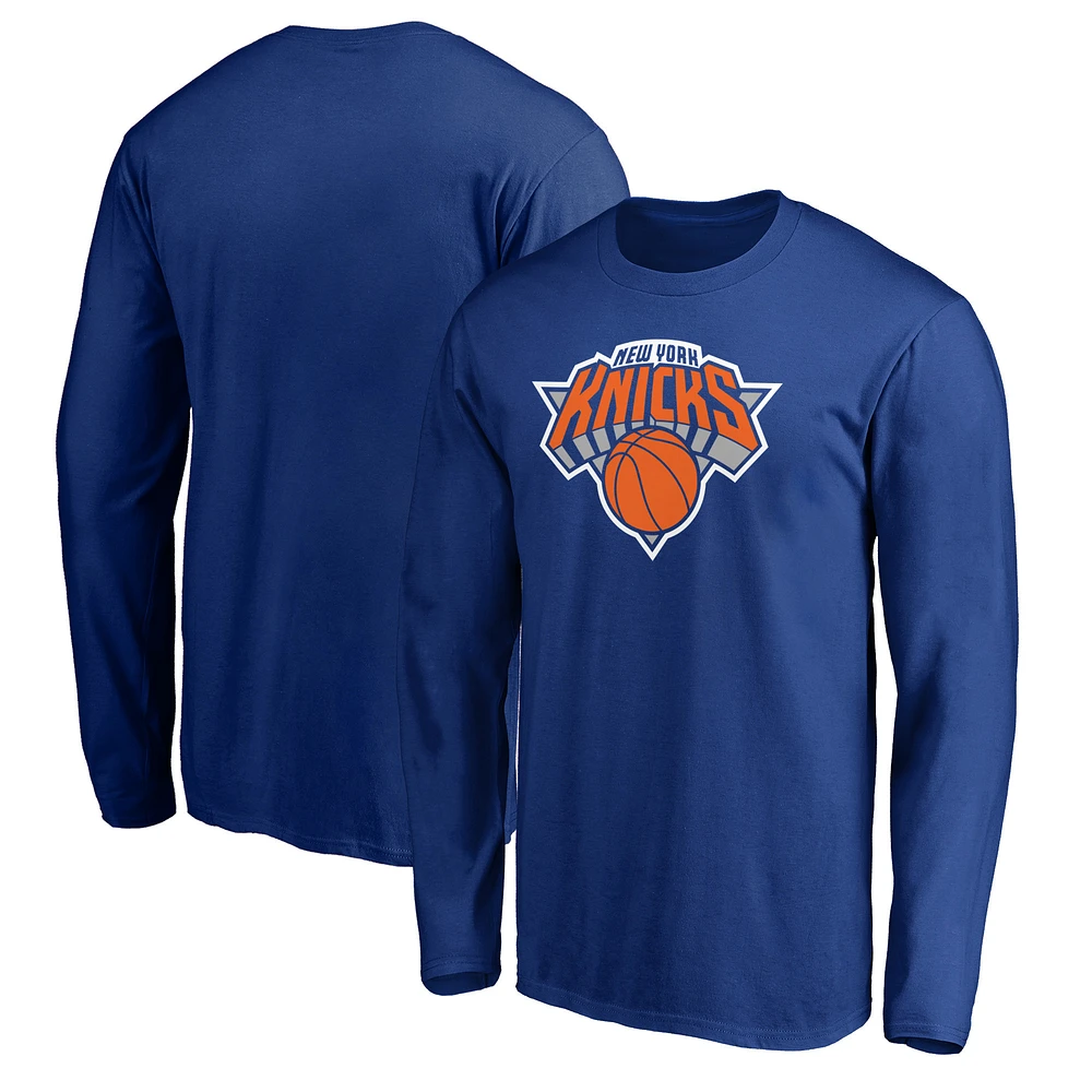 Men's Blue New York Knicks Primary Team Logo Long Sleeve T-Shirt