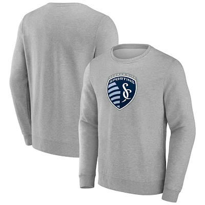 Men's Heather Gray Sporting Kansas City Logo Pullover Sweatshirt