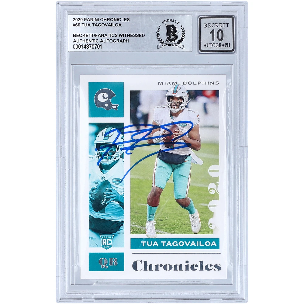 Tua Tagovailoa Miami Dolphins Autographed 2020 Panini Chronicles #60 Beckett Fanatics Witnessed Authenticated Rookie Card
