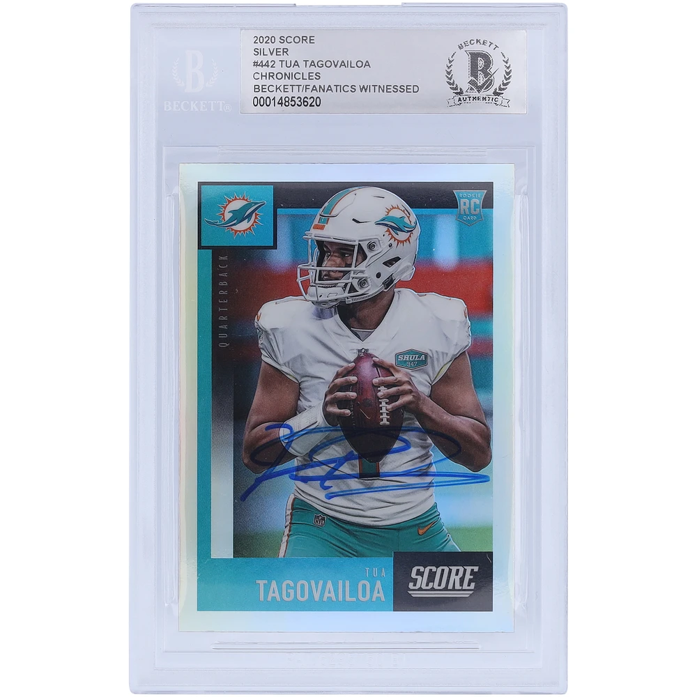Tua Tagovailoa Miami Dolphins Autographed 2020 Panini Score Silver #442 Beckett Fanatics Witnessed Authenticated Rookie Card