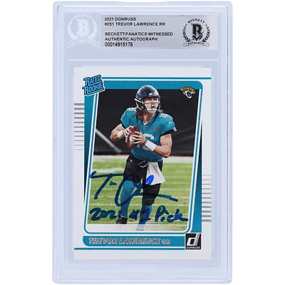 Trevor Lawrence Jacksonville Jaguars Autographed 2021 Panini Donruss Rated Rookie #251 Beckett Fanatics Witnessed Authenticated Rookie Card with "2021 #1 Pick" Inscription