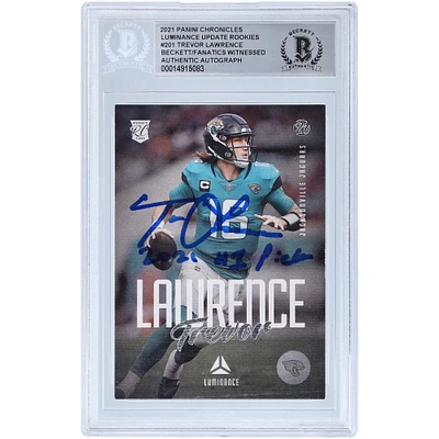 Trevor Lawrence Jacksonville Jaguars Autographed 2021 Panini Chronicles Luminance #201 Beckett Fanatics Witnessed Authenticated Rookie Card with "2021 #1 Pick" Inscription