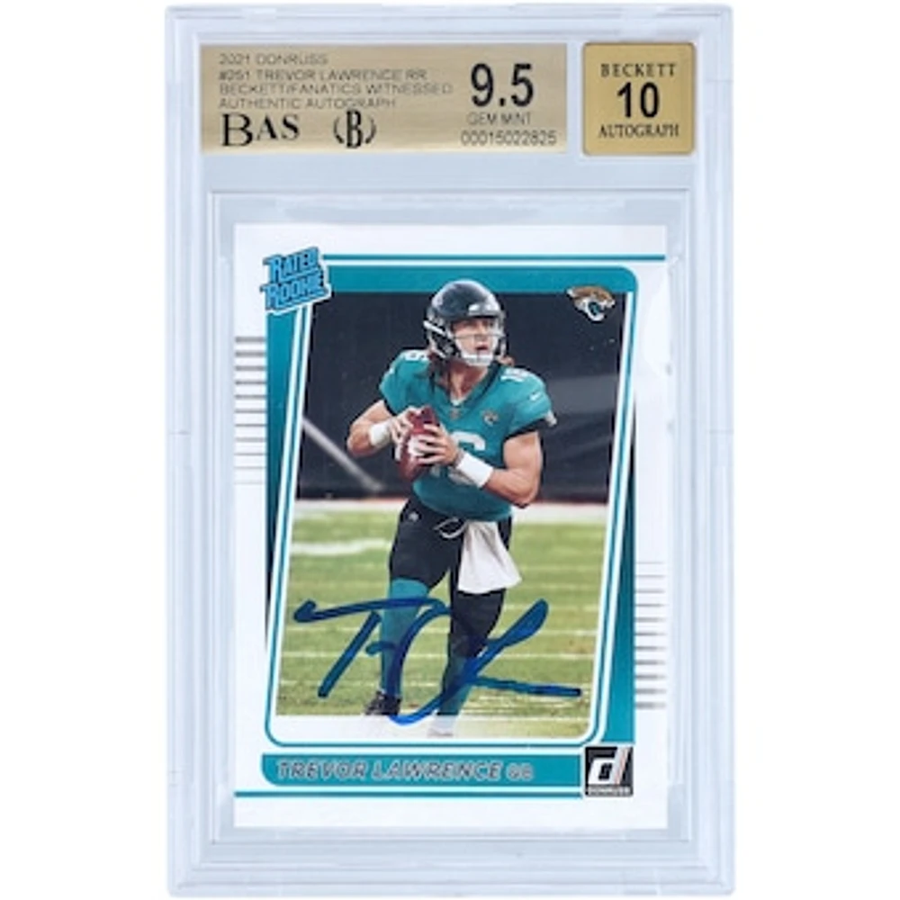 Trevor Lawrence Jacksonville Jaguars Autographed 2021 Panini Donruss Rated Rookie #251 Beckett Fanatics Witnessed Authenticated 9.5/10 Rookie Card - 9.5/9.5/9/9.5 Subgrades