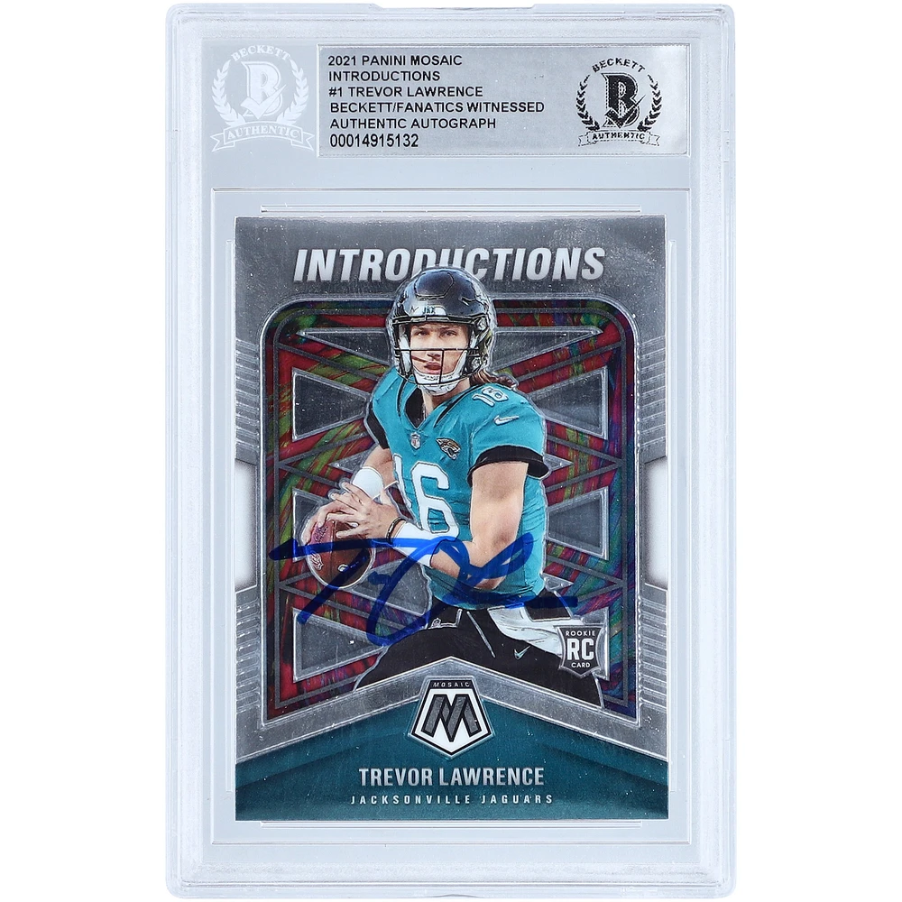 Trevor Lawrence Jacksonville Jaguars Autographed 2021 Panini Mosaic Introductions #I-1 Beckett Fanatics Witnessed Authenticated Rookie Card