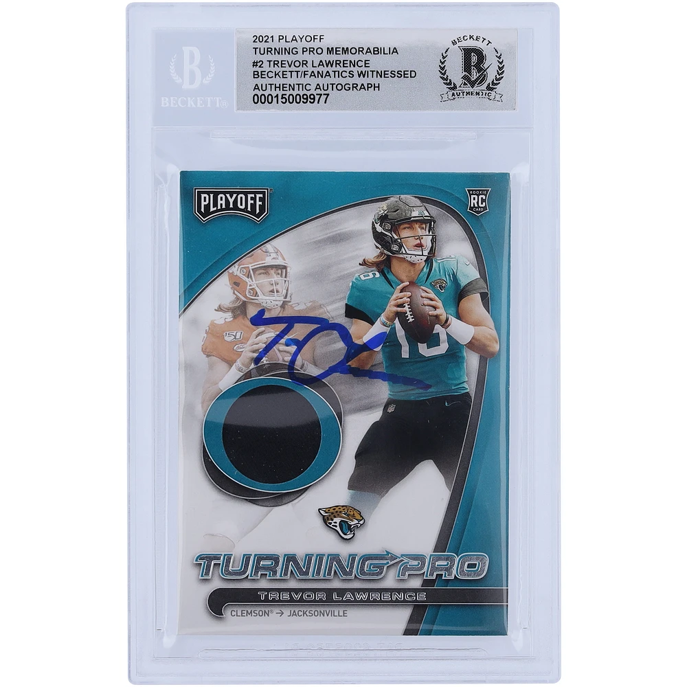 Trevor Lawrence Jacksonville Jaguars Autographed 2021 Panini Playoff Turning Pro Relic #TP-TLR Beckett Fanatics Witnessed Authenticated Rookie 10 Card
