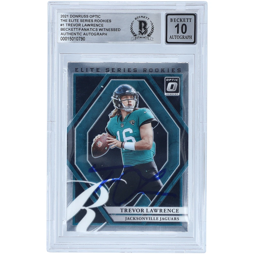 Trevor Lawrence Jacksonville Jaguars Autographed 2021 Panini Donruss Optic Elite Series Rookies #ESR-1 Beckett Fanatics Witnessed Authenticated 10 Rookie Card