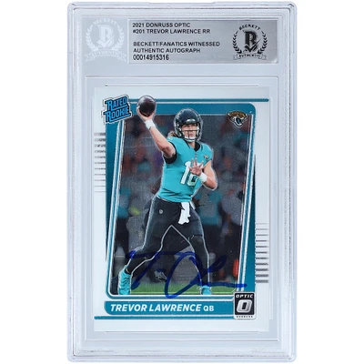 Trevor Lawrence Jacksonville Jaguars Autographed 2021 Panini Donruss Optic Rated Rookie #201 Beckett Fanatics Witnessed Authenticated Rookie Card