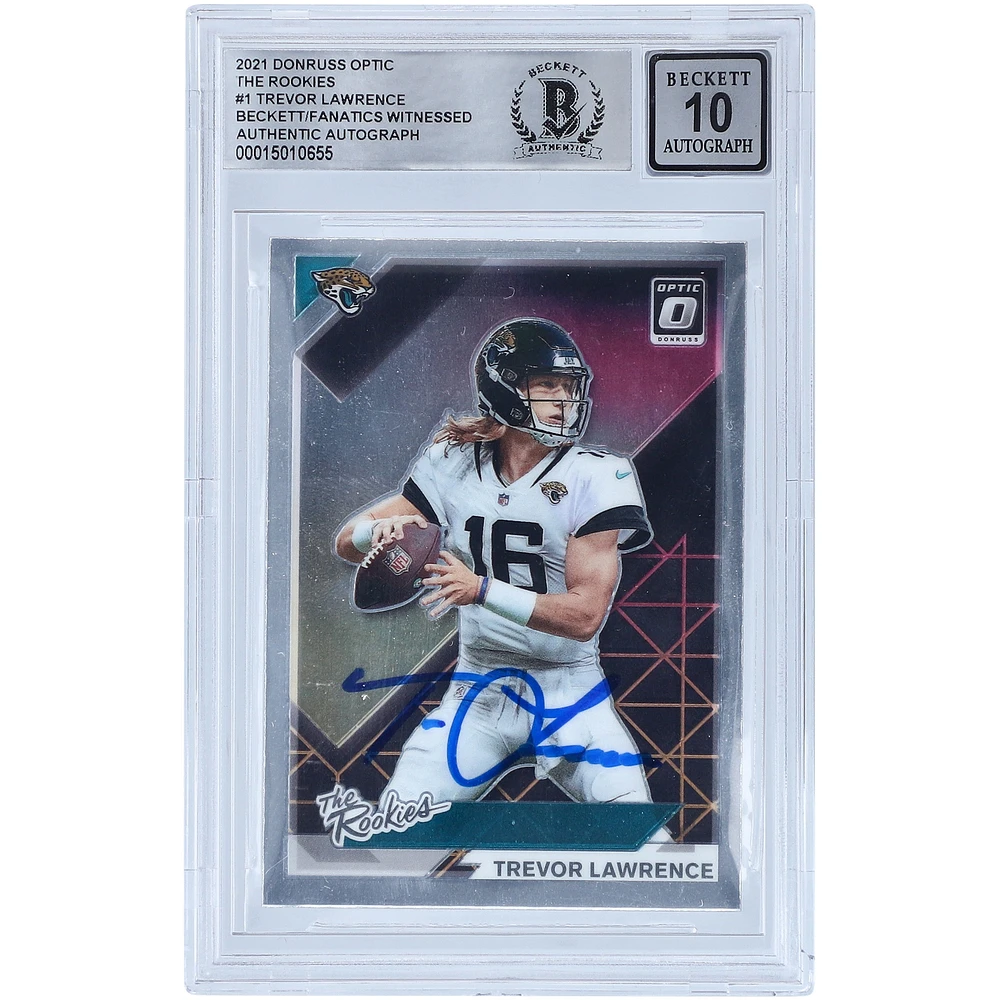 Trevor Lawrence Jacksonville Jaguars Autographed 2021 Panini Donruss Optic The Rookies #TR-1 Beckett Fanatics Witnessed Authenticated 10 Rookie Card