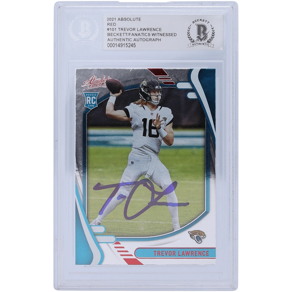 Trevor Lawrence Jacksonville Jaguars Autographed 2021 Panini Absolute #101 Beckett Fanatics Witnessed Authenticated Rookie Card