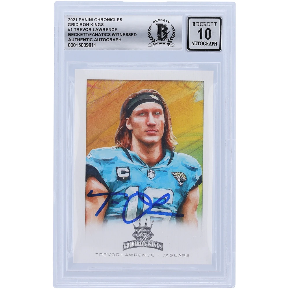 Trevor Lawrence Jacksonville Jaguars Autographed 2021 Panini Chronicles Gridiron Kings #GK-1 Beckett Fanatics Witnessed Authenticated 10 Rookie Card