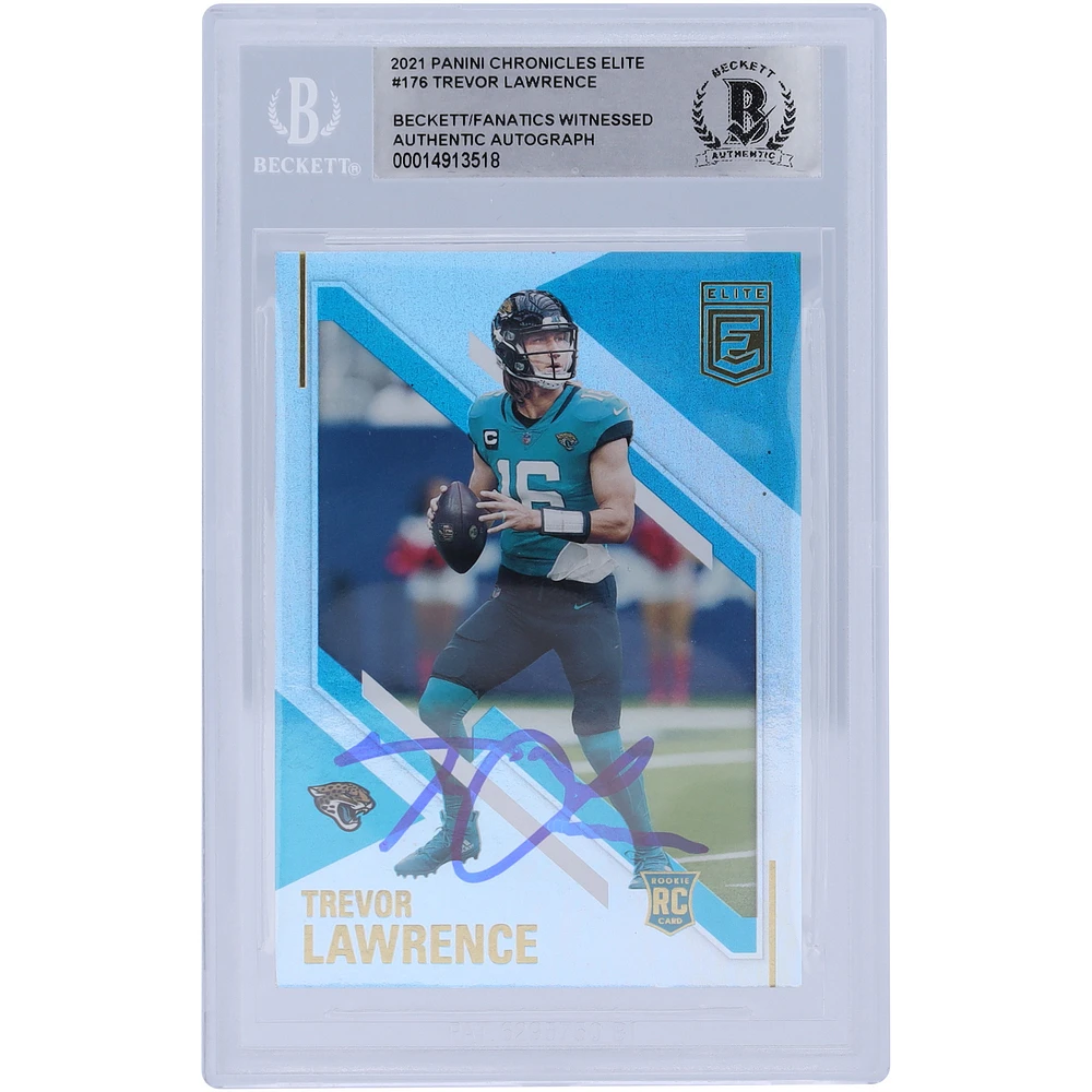 Trevor Lawrence Jacksonville Jaguars Autographed 2021 Panini Chronicles Elite #176 Beckett Fanatics Witnessed Authenticated Rookie Card