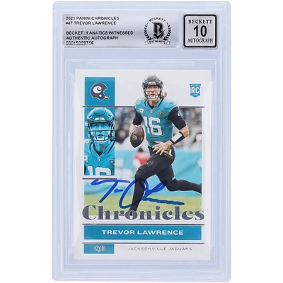 Trevor Lawrence Jacksonville Jaguars Autographed 2021 Panini Chronicles #47 Beckett Fanatics Witnessed Authenticated Rookie Card