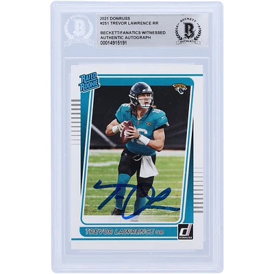 Trevor Lawrence Jacksonville Jaguars Autographed 2021 Panini Donruss Rated Rookie #251 Beckett Fanatics Witnessed Authenticated Rookie Card