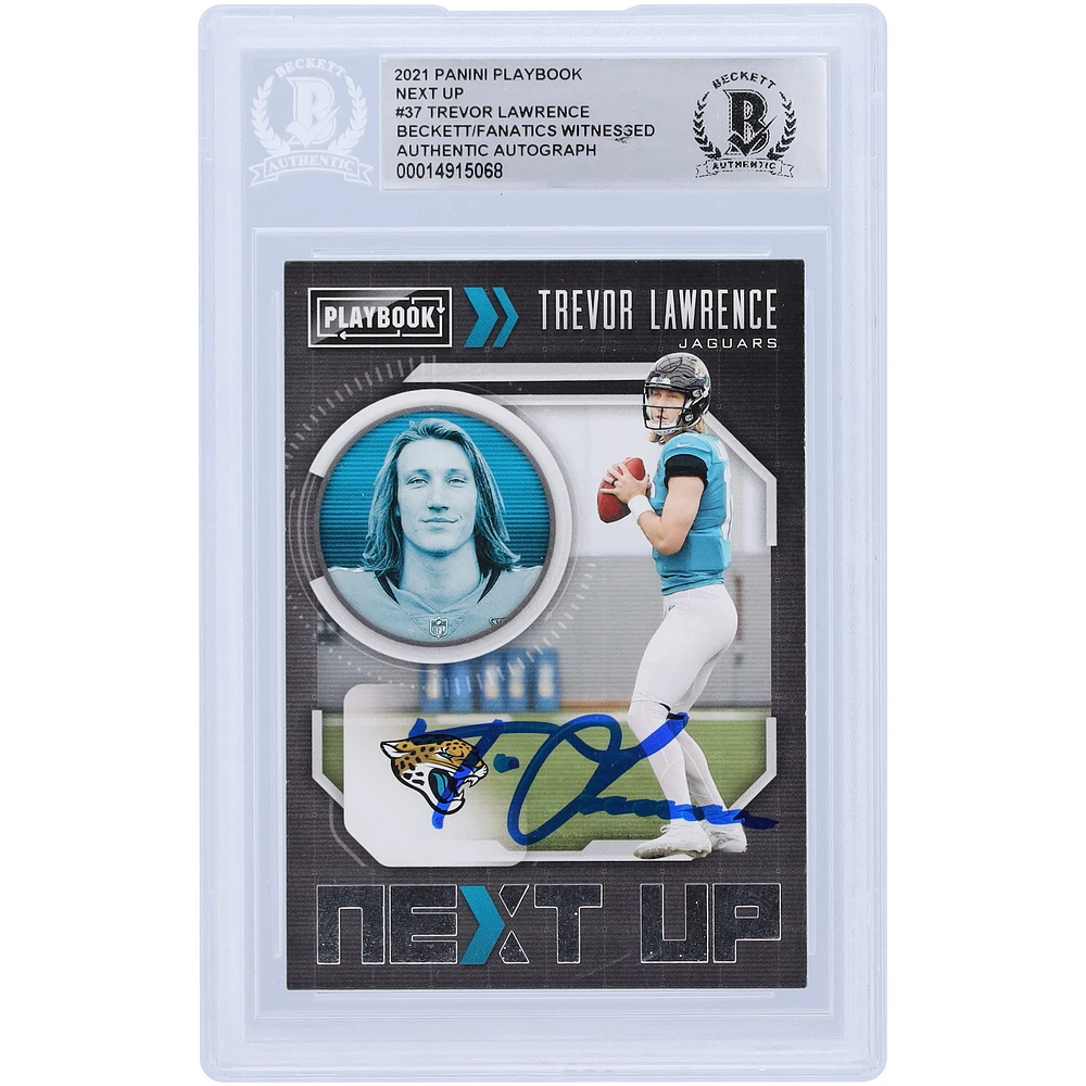 Trevor Lawrence Jacksonville Jaguars Autographed 2021 Panini Playbook Next Up #NXT-TRL Beckett Fanatics Witnessed Authenticated Rookie Card