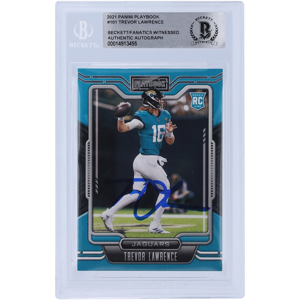 Trevor Lawrence Jacksonville Jaguars Autographed 2021 Panini Playbook #101 Beckett Fanatics Witnessed Authenticated Rookie Card