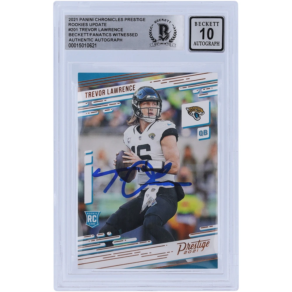 Trevor Lawrence Jacksonville Jaguars Autographed 2021 Panini Chronicles Prestige Update #201 Beckett Fanatics Witnessed Authenticated 10 Rookie Card
