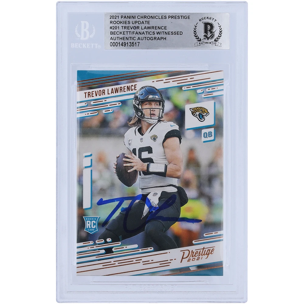 Trevor Lawrence Jacksonville Jaguars Autographed 2021 Panini Prestige Update #201 Beckett Fanatics Witnessed Authenticated Rookie Card