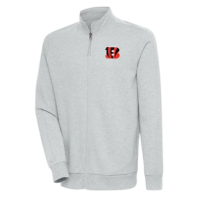 Men's Antigua Heather Gray Cincinnati Bengals Action Full-Zip Jacket