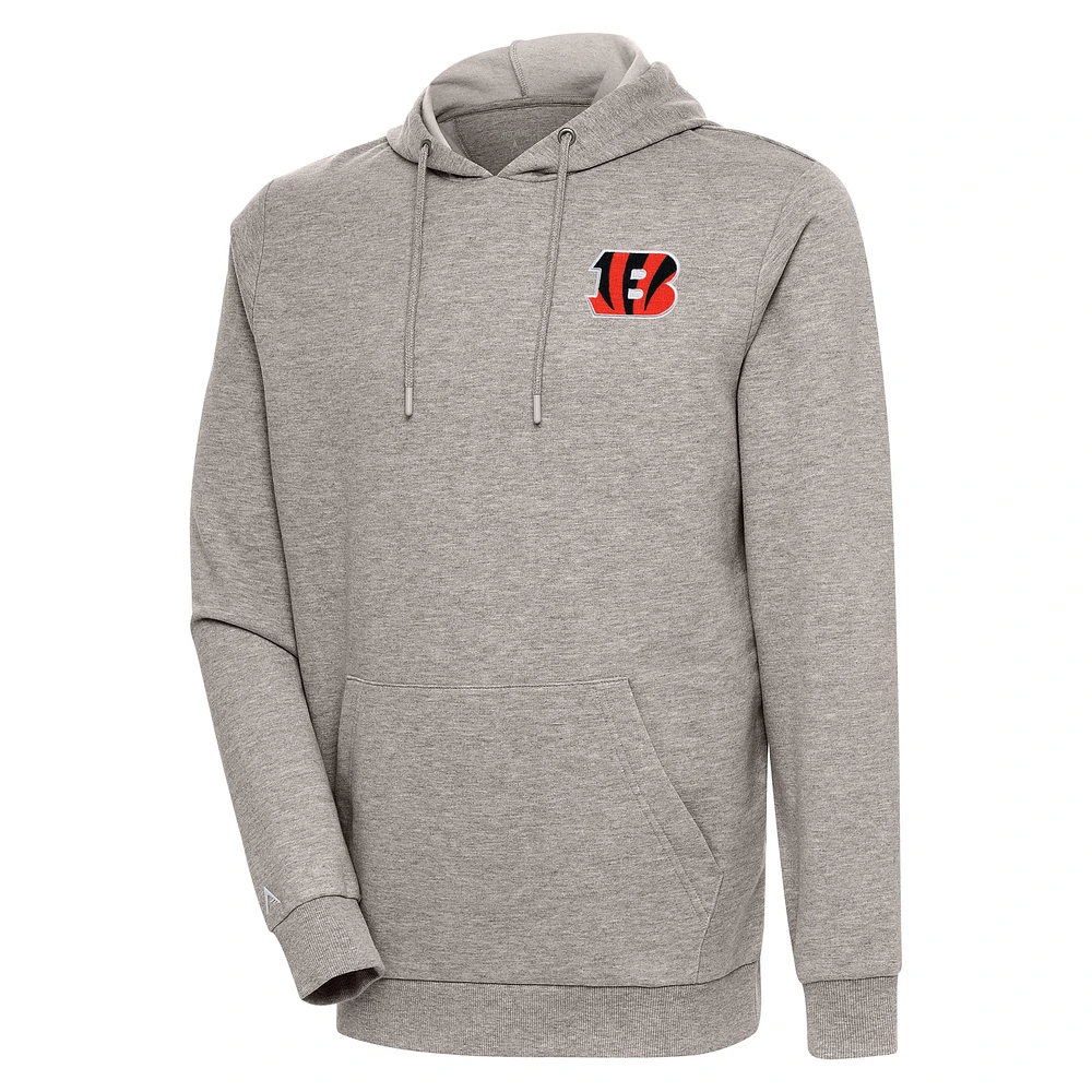 Men's Antigua Oatmeal Cincinnati Bengals Action Lightweight Pullover Hoodie