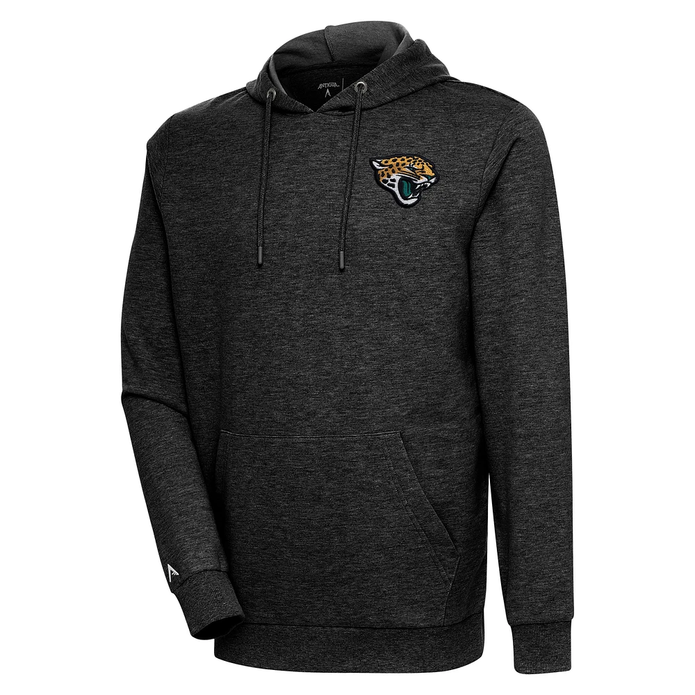 Men's Antigua Heather Black Jacksonville Jaguars Action Lightweight Pullover Hoodie