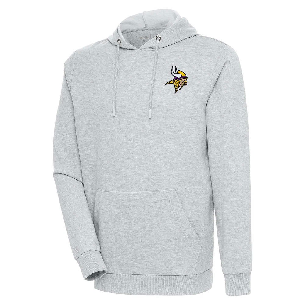 Men's Antigua Heather Gray Minnesota Vikings Action Lightweight Pullover Hoodie