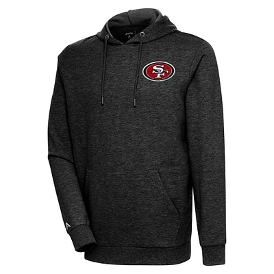 Men's Antigua Heather Black San Francisco 49ers Action Lightweight Pullover Hoodie