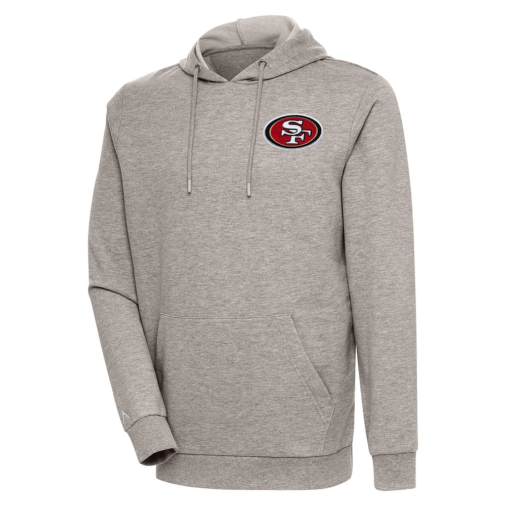 Men's Antigua Oatmeal San Francisco 49ers Action Lightweight Pullover Hoodie
