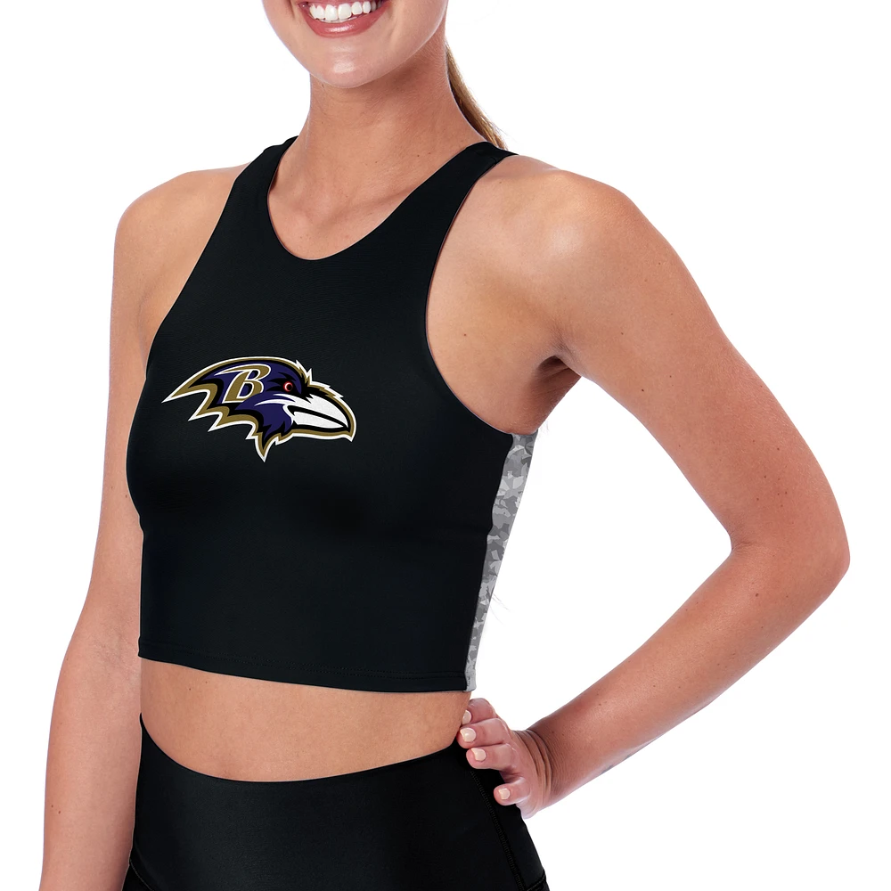 Women's Certo Black Baltimore Ravens Logo High Neck Midi Bra