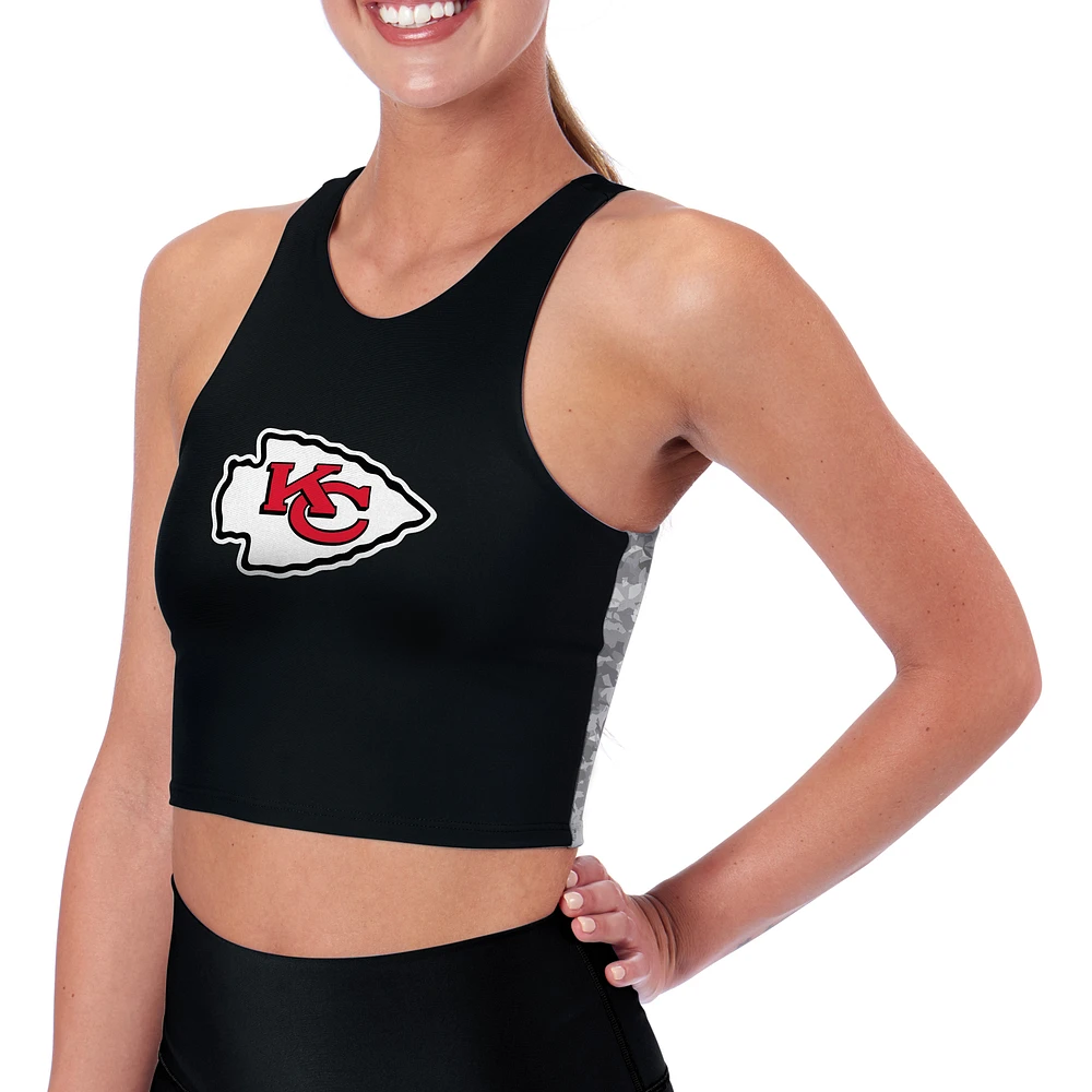 Women's Certo Black Kansas City Chiefs Logo High Neck Midi Bra