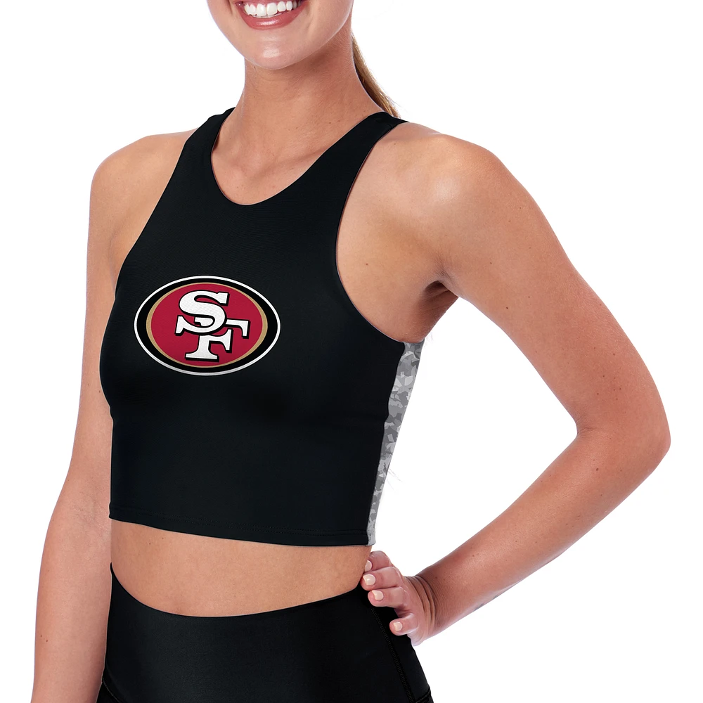 Women's Certo Black San Francisco 49ers Logo High Neck Midi Bra