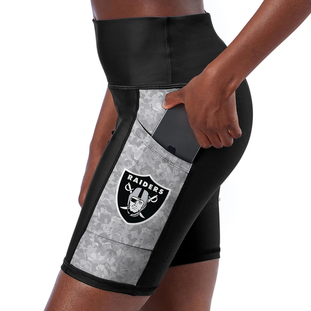 Women's Certo Black Las Vegas Raiders High Waist Logo Two-Pocket Biker Shorts
