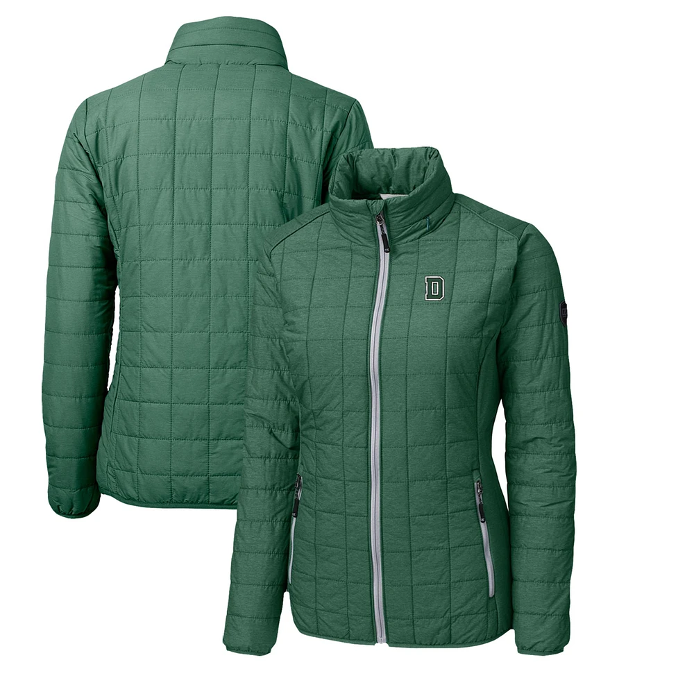 Women's Cutter & Buck Heather Green Dartmouth Big Rainier Eco Insulated Puffer Full-Zip Jacket
