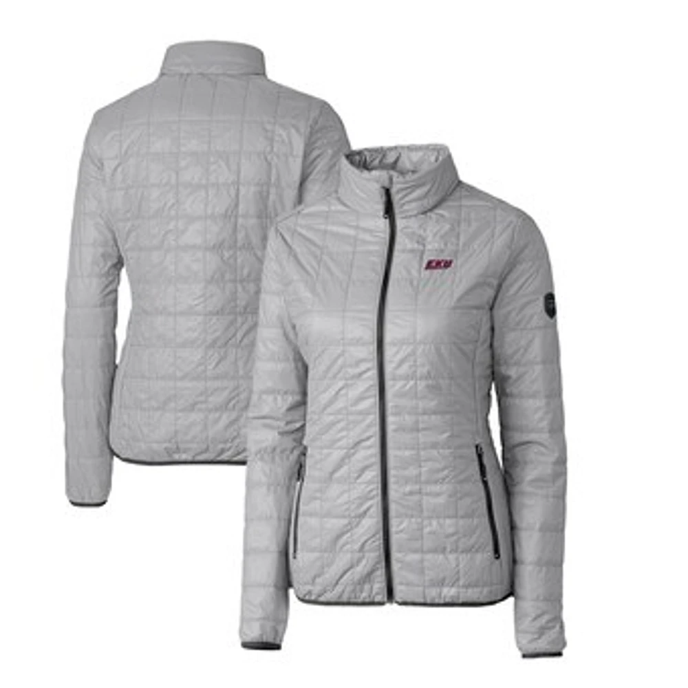 Women's Cutter & Buck Gray Eastern Kentucky Colonels Rainier Eco Insulated Puffer Full-Zip Jacket