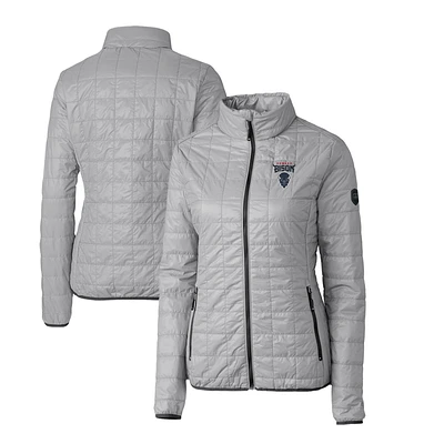 Women's Cutter & Buck Gray Howard Bison Rainier Eco Insulated Puffer Full-Zip Jacket