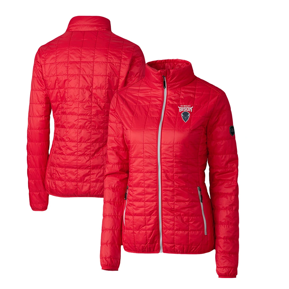 Women's Cutter & Buck Red Howard Bison Rainier Eco Insulated Puffer Full-Zip Jacket