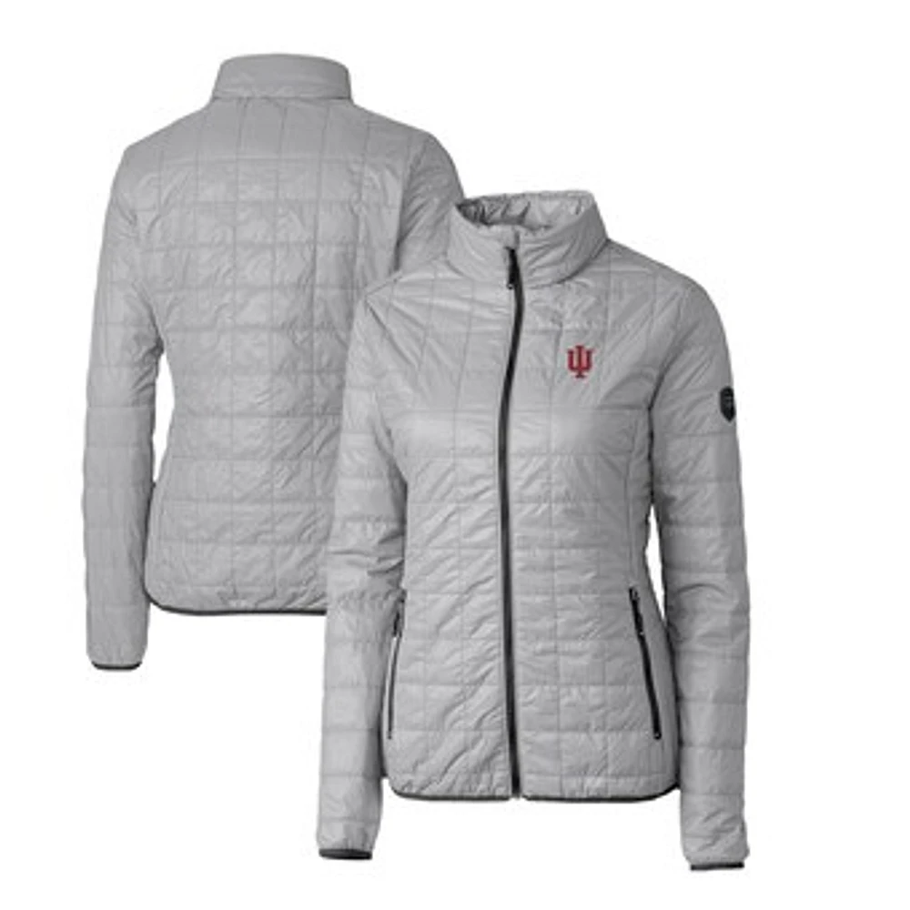 Women's Cutter & Buck Gray Indiana Hoosiers Rainier Eco Insulated Puffer Full-Zip Jacket