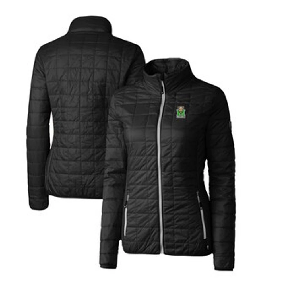 Women's Cutter & Buck Black Marshall Thundering Herd Rainier Eco Insulated Puffer Full-Zip Jacket