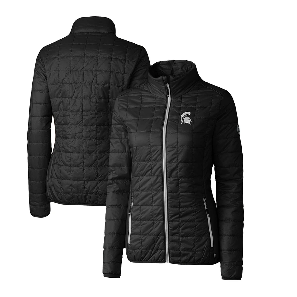 Women's Cutter & Buck Black Michigan State Spartans Rainier Eco Insulated Puffer Full-Zip Jacket