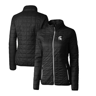 Women's Cutter & Buck Black Michigan State Spartans Rainier Eco Insulated Puffer Full-Zip Jacket