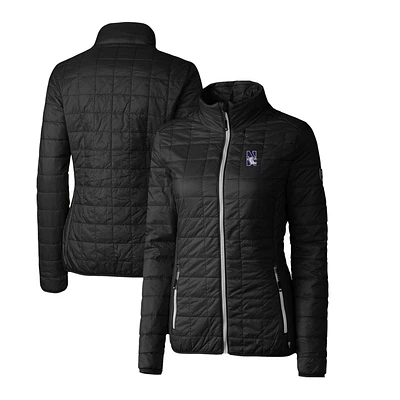 Women's Cutter & Buck Black Northwestern Wildcats Rainier Eco Insulated Puffer Full-Zip Jacket