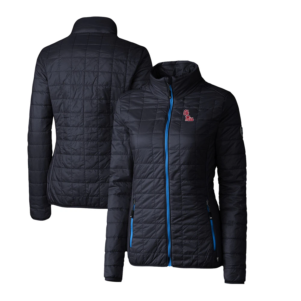 Women's Cutter & Buck Navy Ole Miss Rebels Rainier Eco Insulated Puffer Full-Zip Jacket