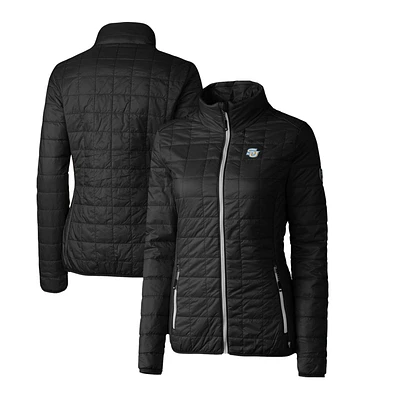 Women's Cutter & Buck Black Southern University Jaguars Rainier Eco Insulated Puffer Full-Zip Jacket