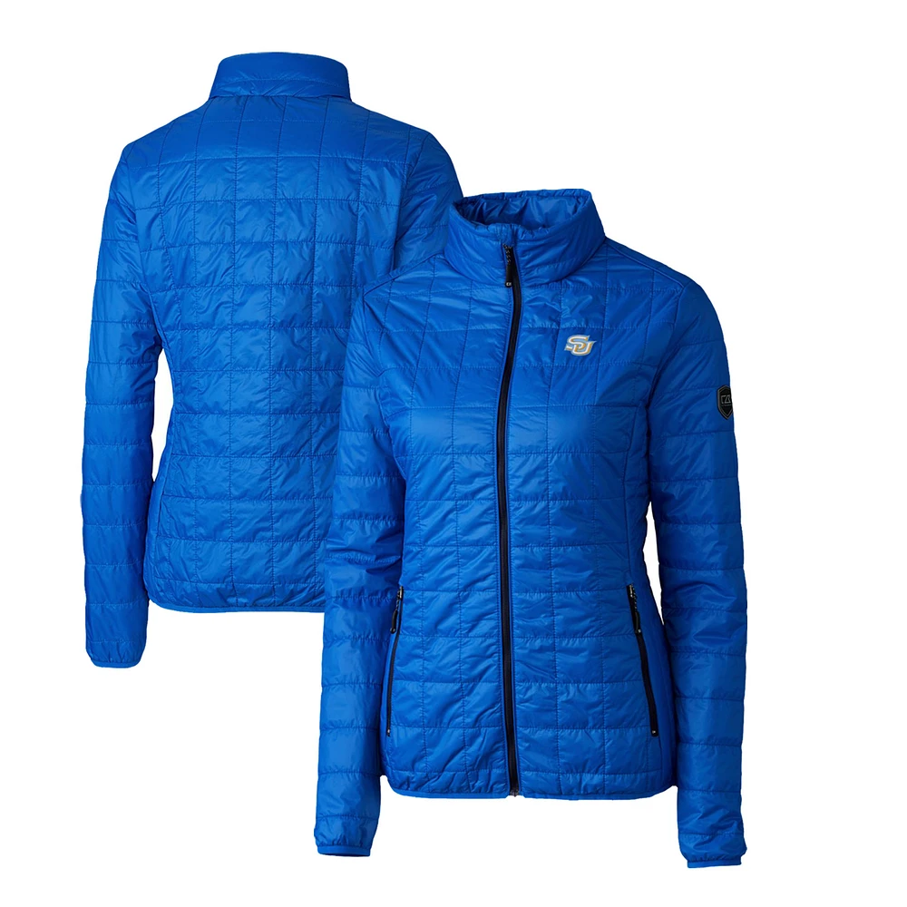 Women's Cutter & Buck Royal Southern University Jaguars Rainier Eco Insulated Puffer Full-Zip Jacket
