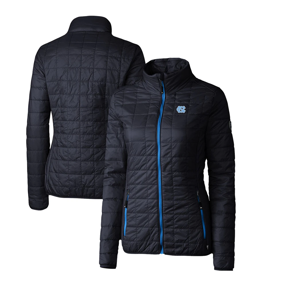 Women's Cutter & Buck Navy North Carolina Tar Heels Rainier Eco Insulated Puffer Full-Zip Jacket