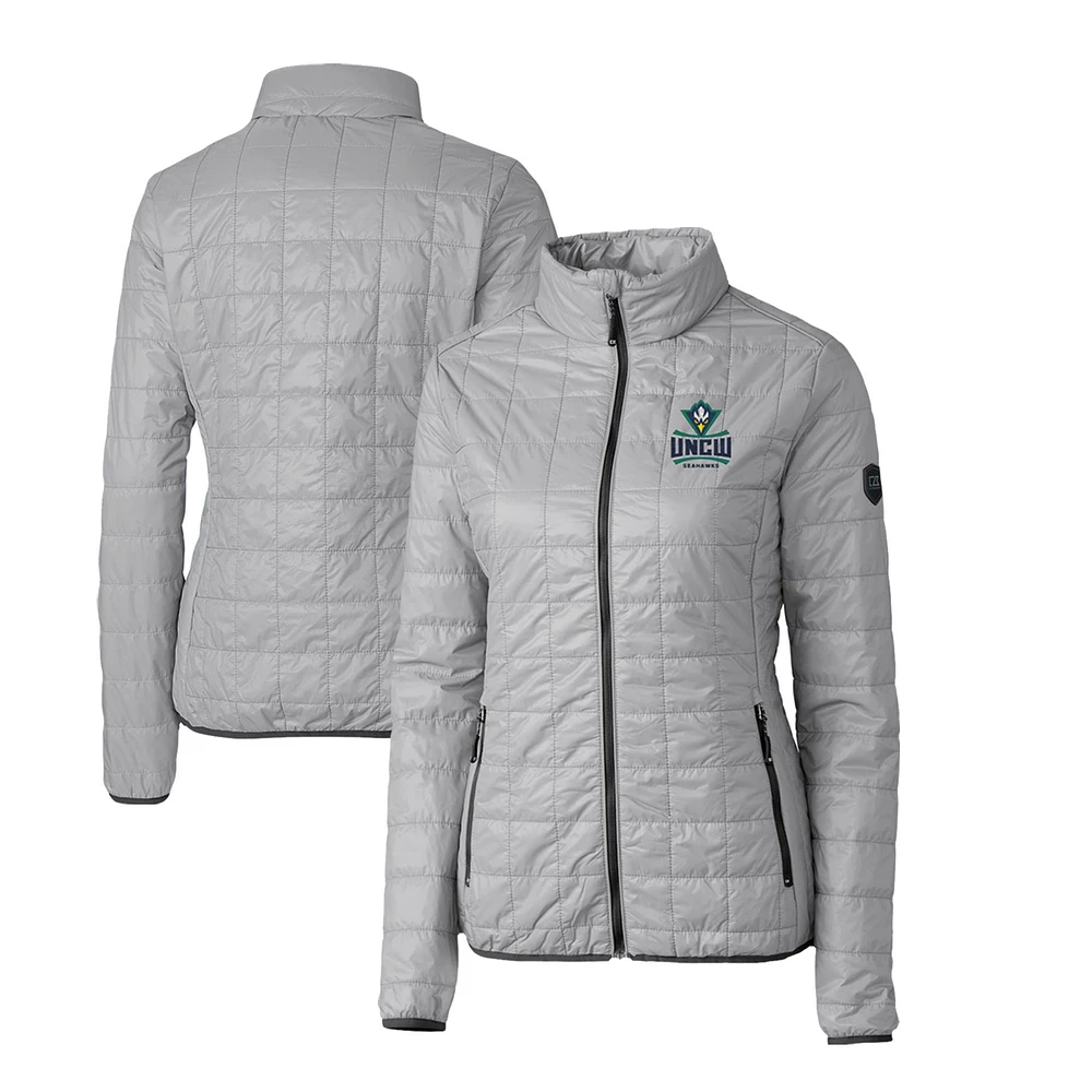 Women's Cutter & Buck Gray UNC Wilmington Seahawks Rainier Eco Insulated Puffer Full-Zip Jacket