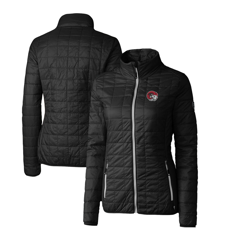 Women's Cutter & Buck Black Winston-Salem State Rams Rainier Eco Insulated Puffer Full-Zip Jacket