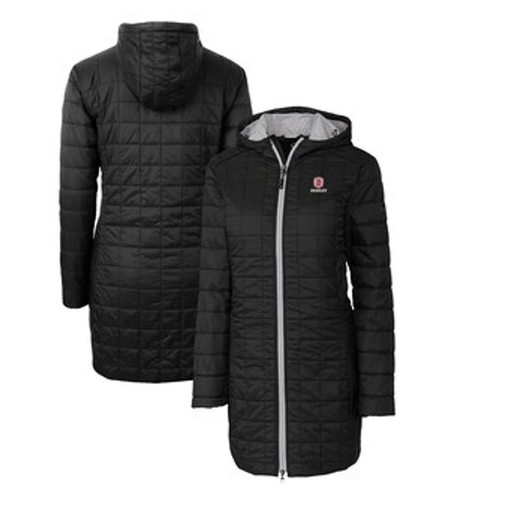 Women's Cutter & Buck Black Bradley Braves Rainier Primaloft Eco Hooded Long Coat